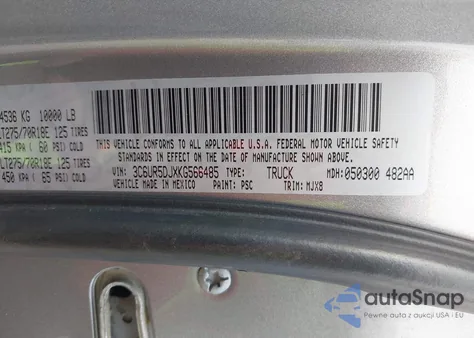 2019 Ram 2500 Big Horn 4X4 6'4 Box z USA, uszkodzony, nr VIN 3C6UR5DJXKG566485